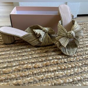 Worn ONCE! LOEFFLER RANDALL EMILIA KNOT SLIDE SANDAL (Sz 9) Gold